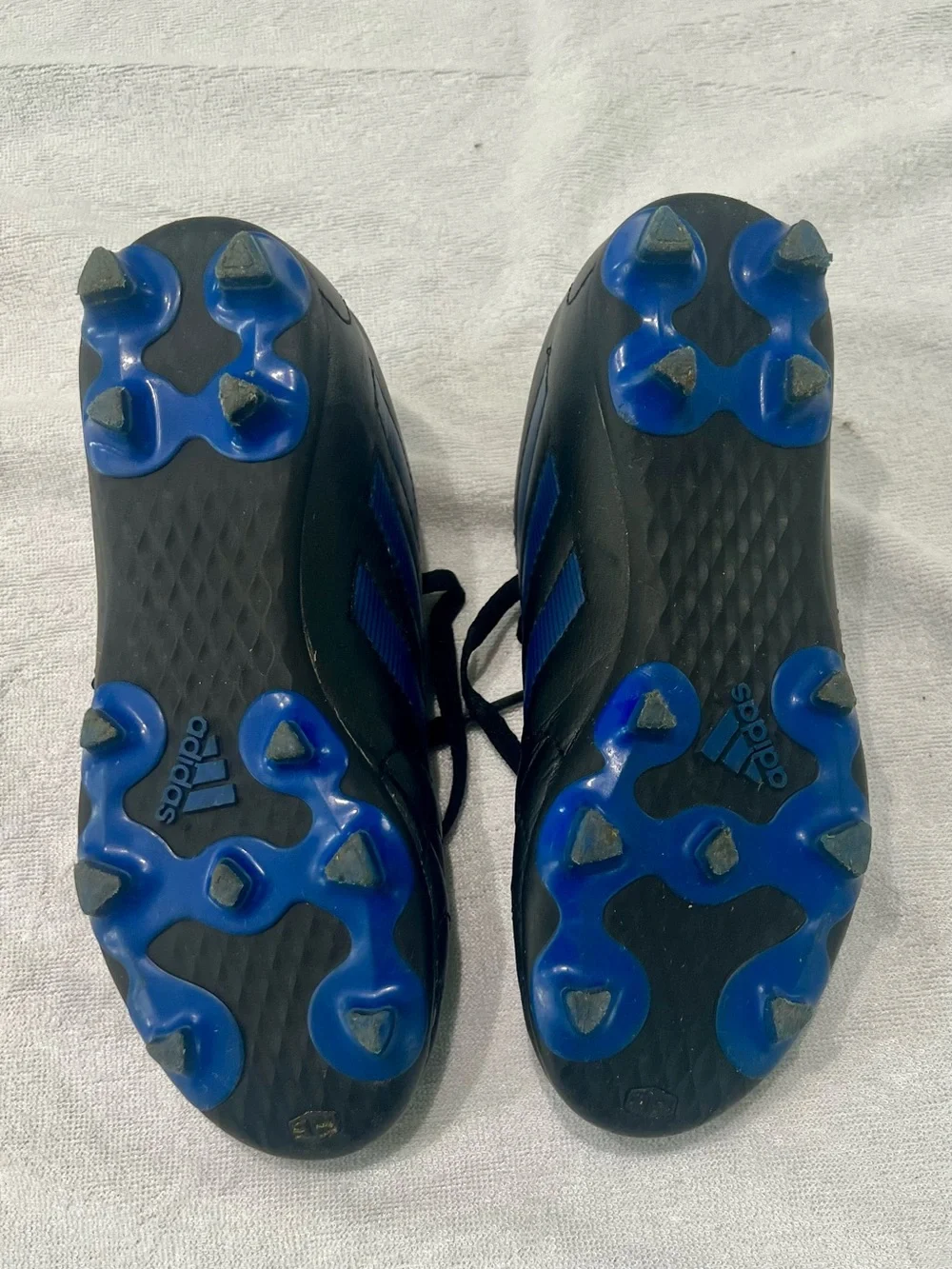 adidas Kids Black and Blue Soccer Cleats